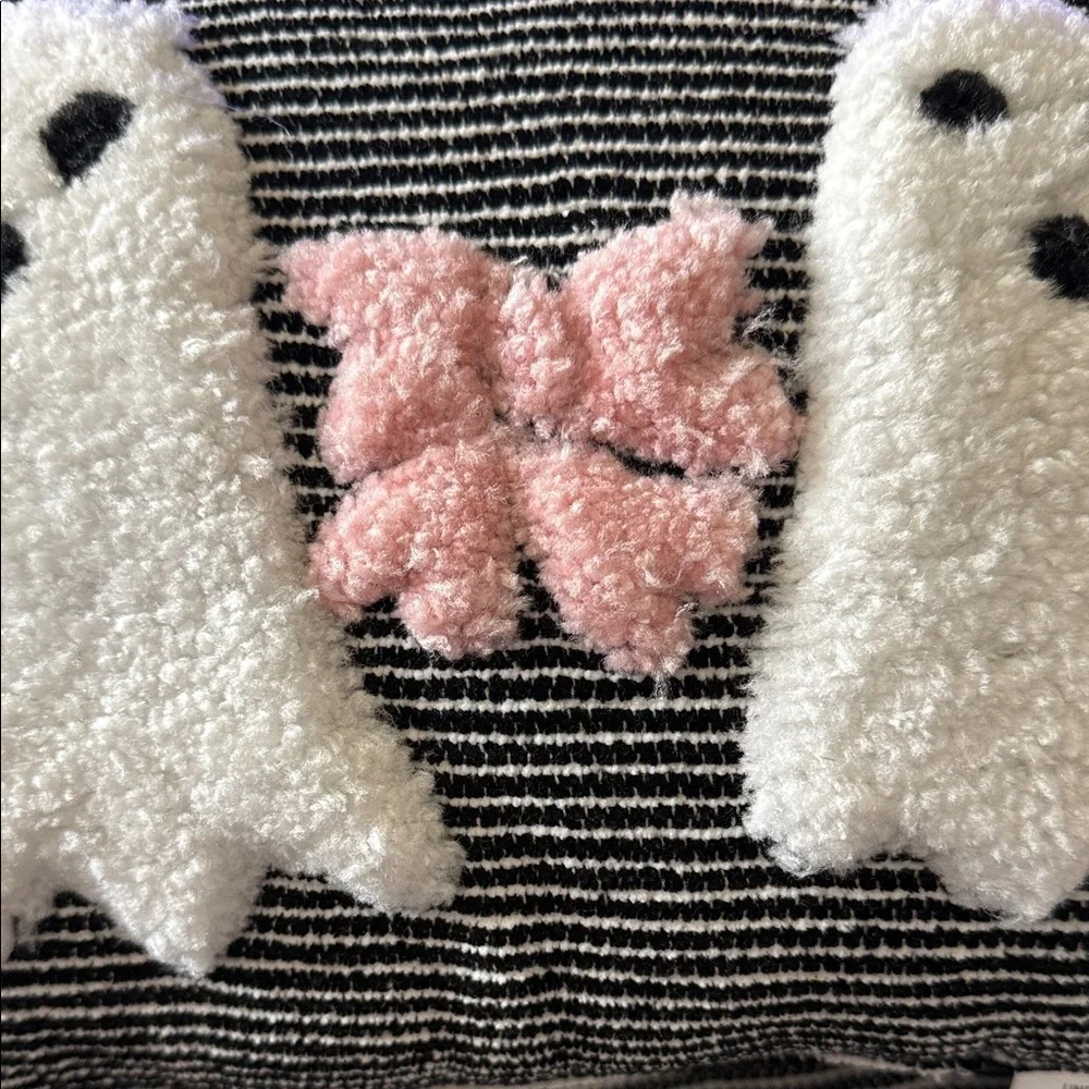 👻🎀Goblin & Ghoul Halloween striped ghost with pink bow 👻🎀